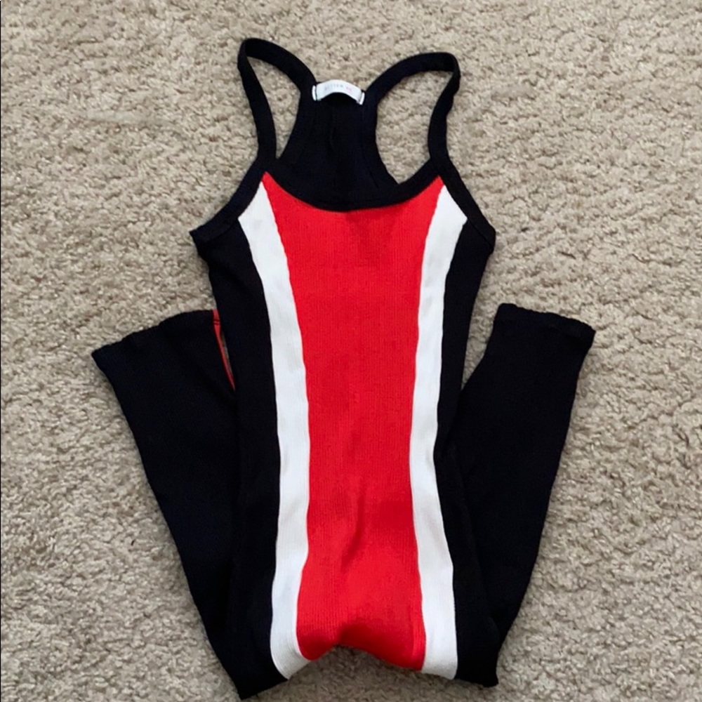 Red/Black/White Bikeshort Bodysuit
